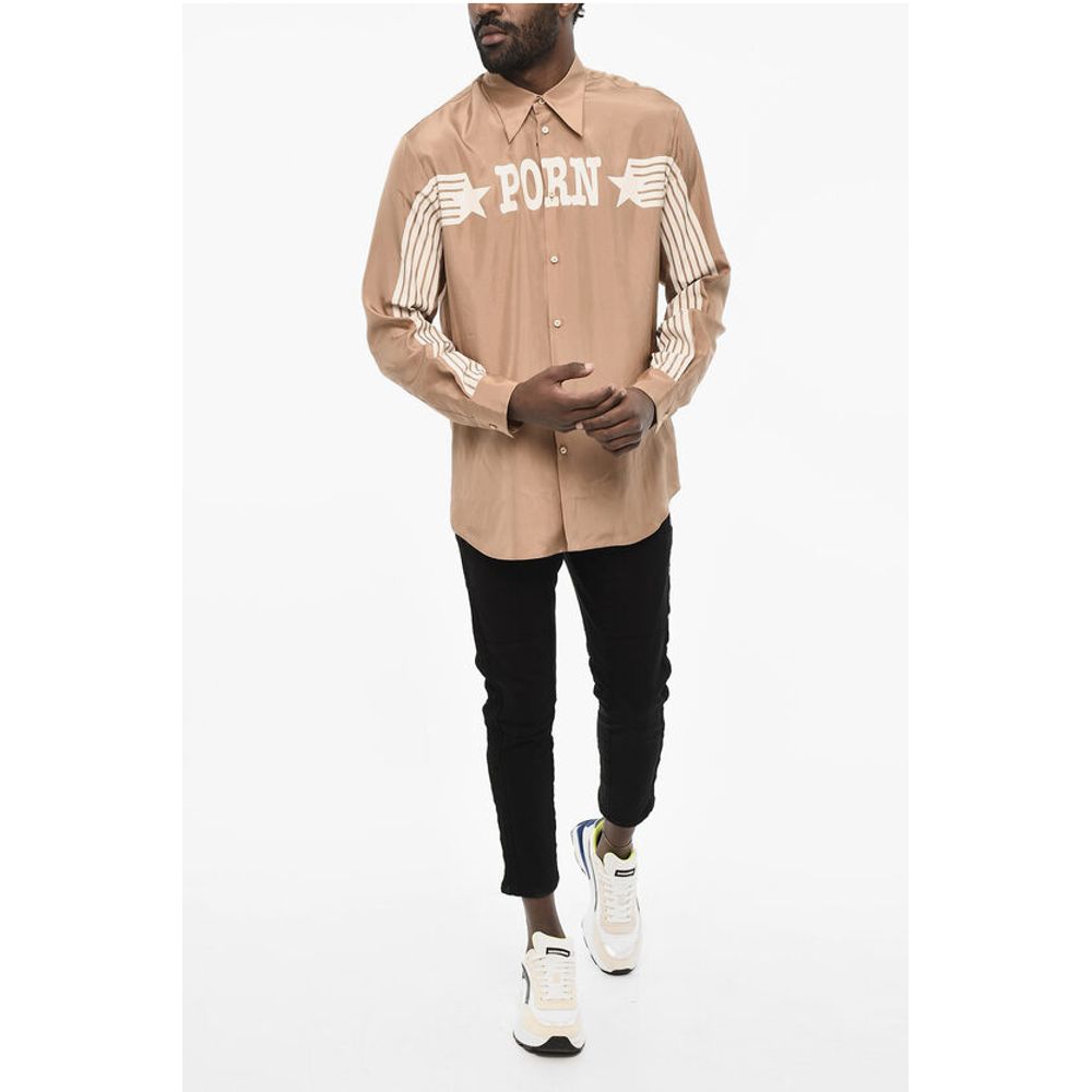 Dsquared² Satin Shirt with Contrast Print