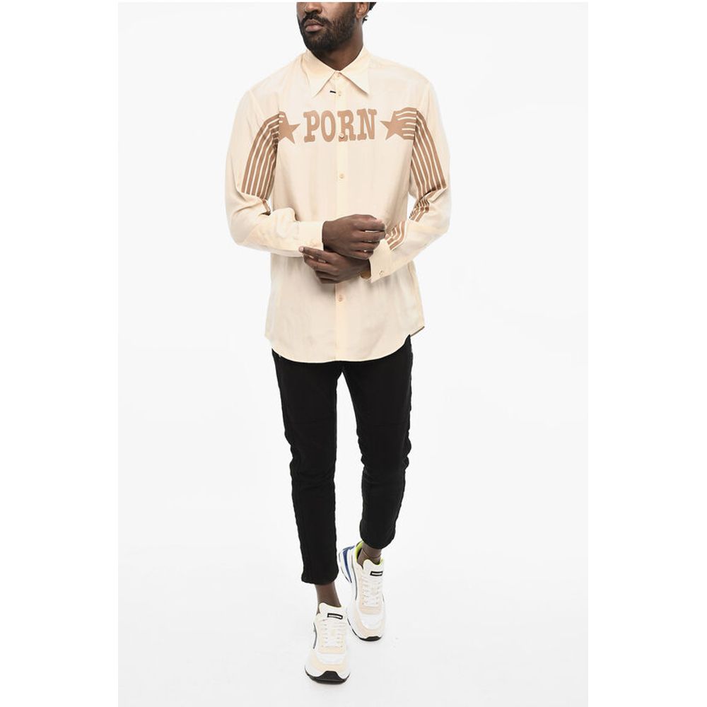 Dsquared² Satin Shirt with Contrast Print