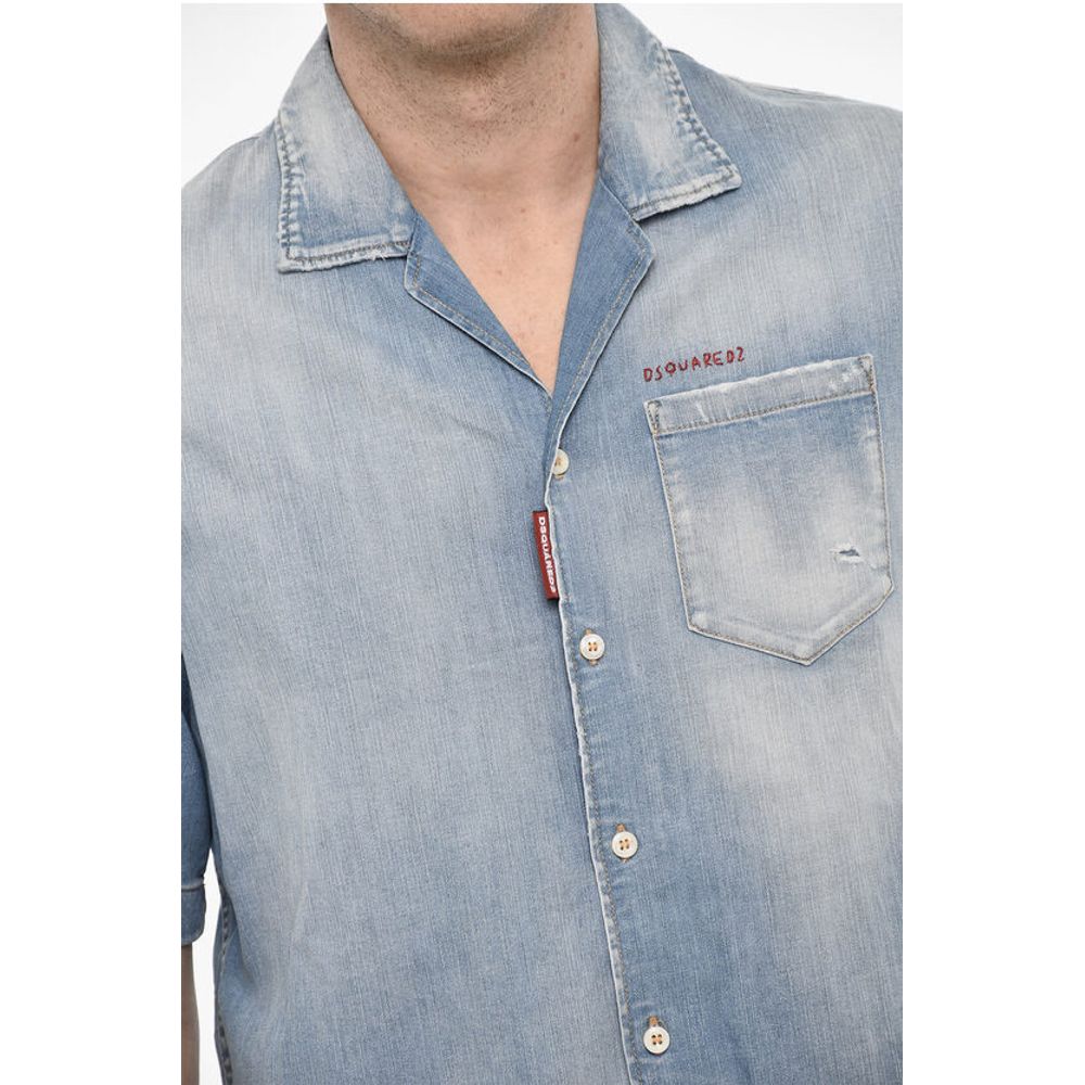 Dsquared² Vintage Effect Denim Shirt with Breast Pocket