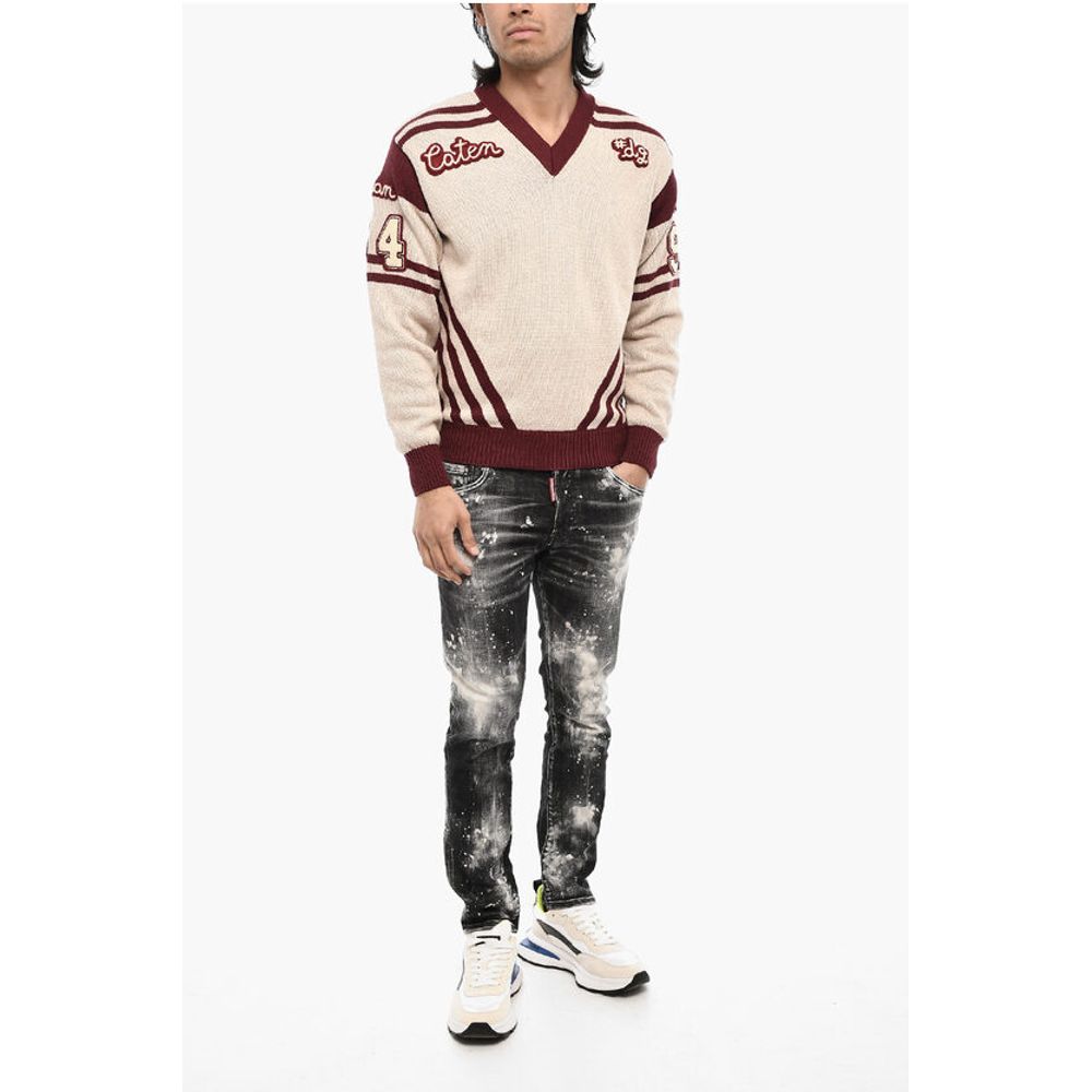 Dsquared² V-Neck Sweater with Contrasting Trims