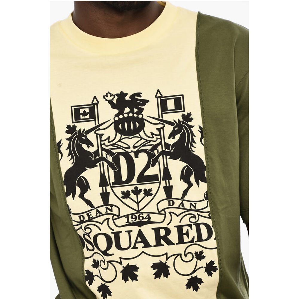 Dsquared² Two-Tone Crew-neck T-shirt with Maxi Print