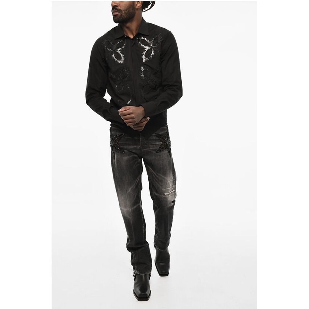 Dsquared² Cotton Poplin Casual Shirt with Embroidery