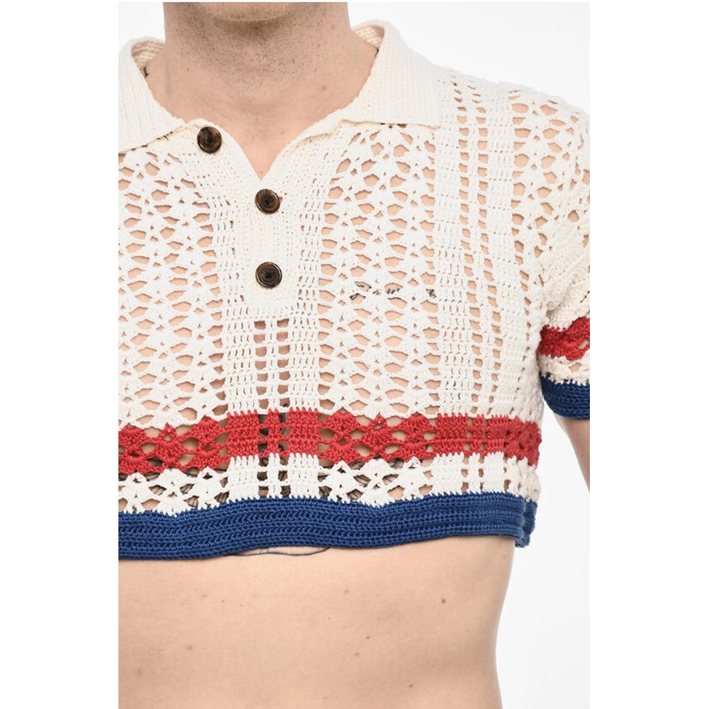 Dsquared² Openwork Cropped Sweater with Polo Neck