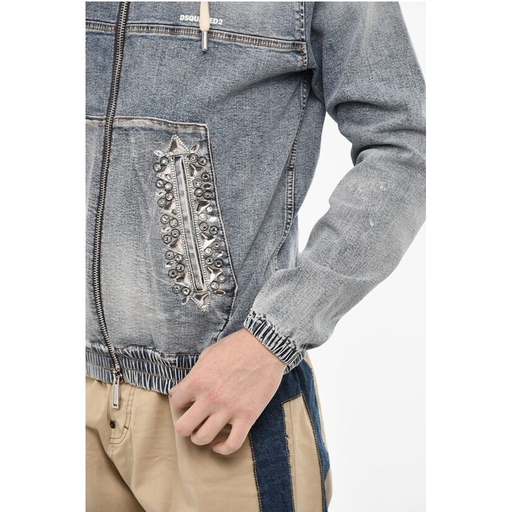 Dsquared² Vintage Effect Denim Jaket with Jewels