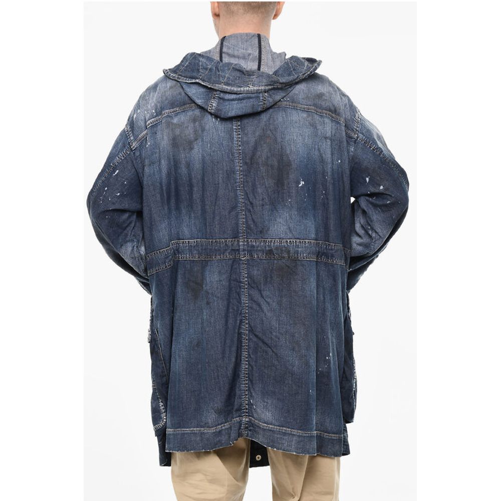 Dsquared² Vintage Effect Denim Parka With Utility Pockets