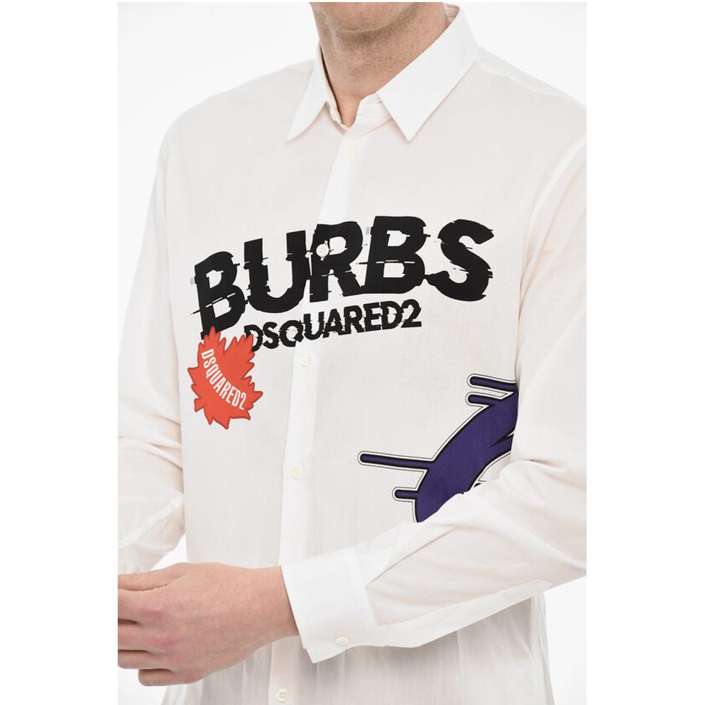 Dsquared² Cotton Printed Shirt with Classic Collar
