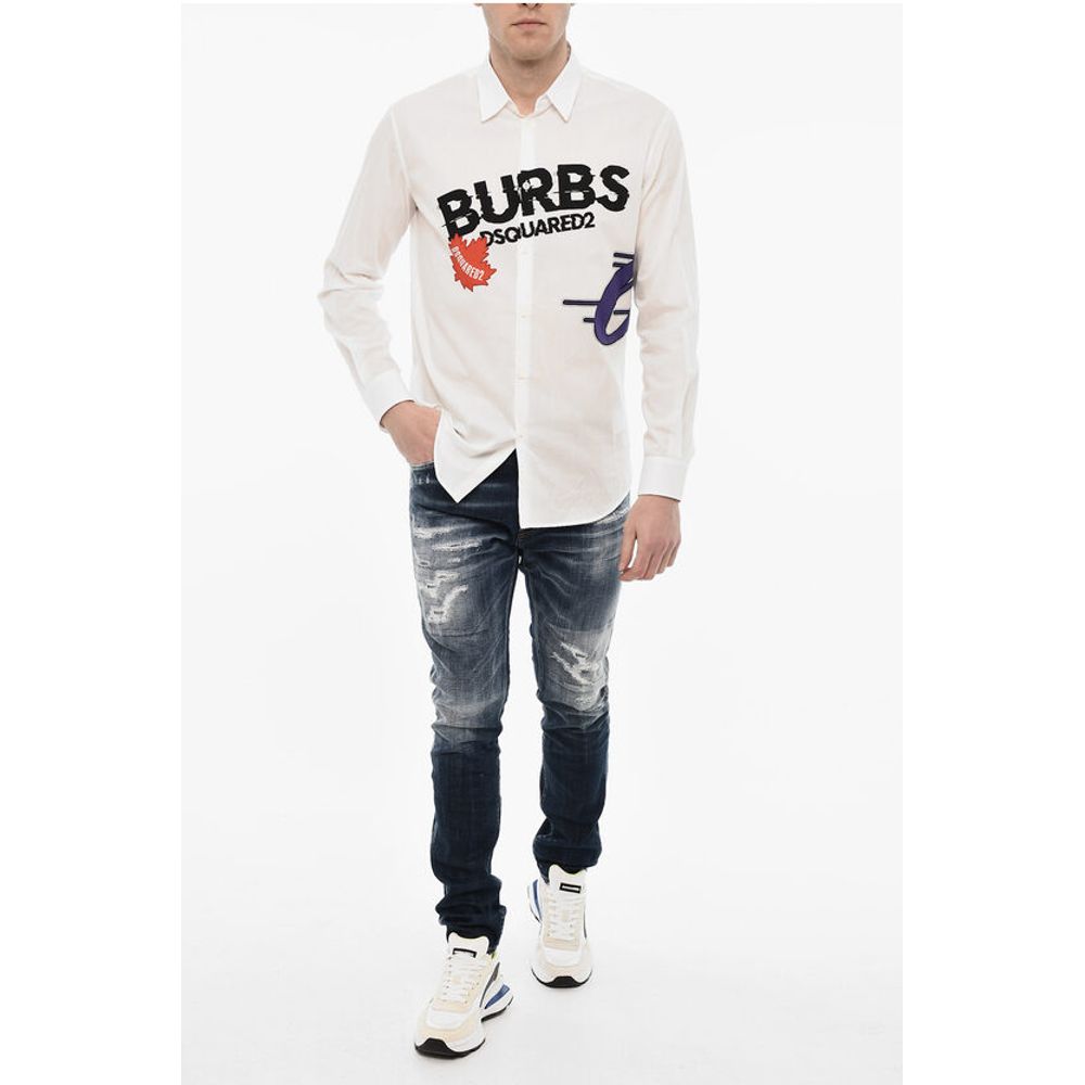 Dsquared² Cotton Printed Shirt with Classic Collar