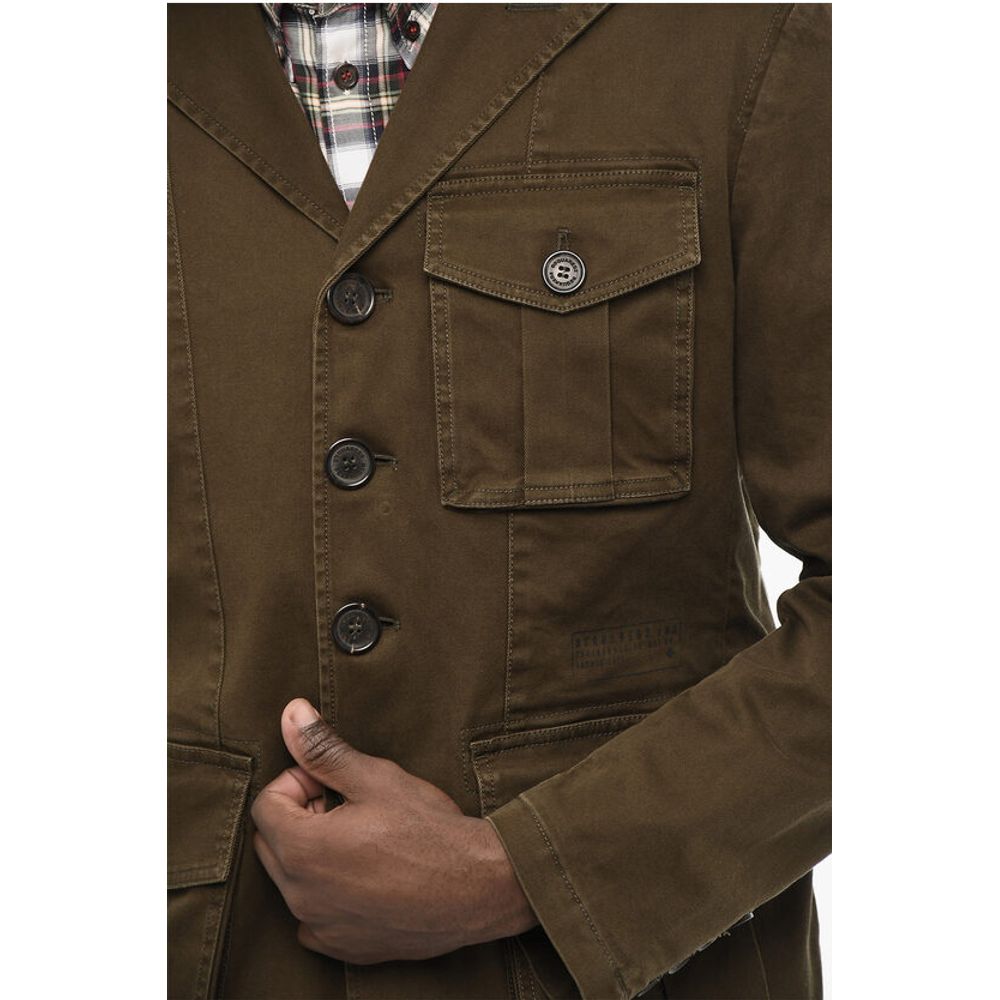 Dsquared² Cotton Sahariana Blazer with Logoed Buttons