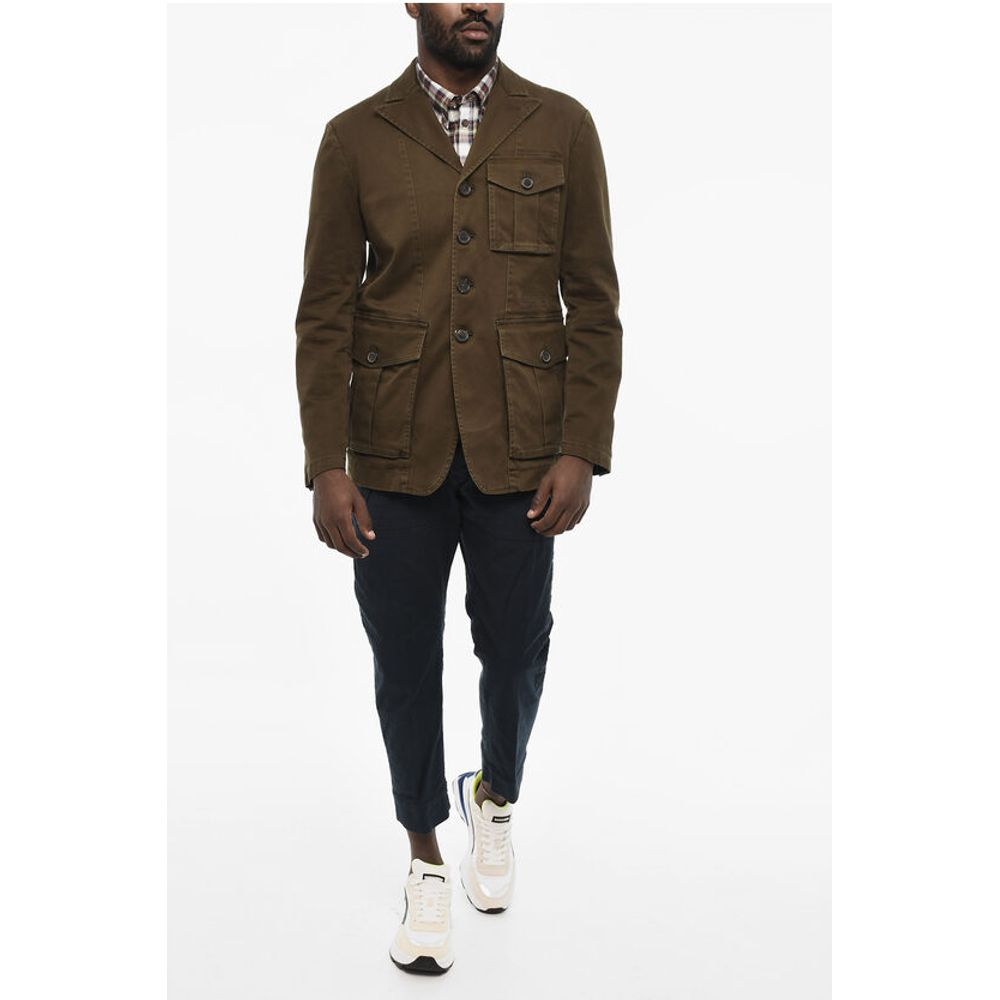 Dsquared² Cotton Sahariana Blazer with Logoed Buttons