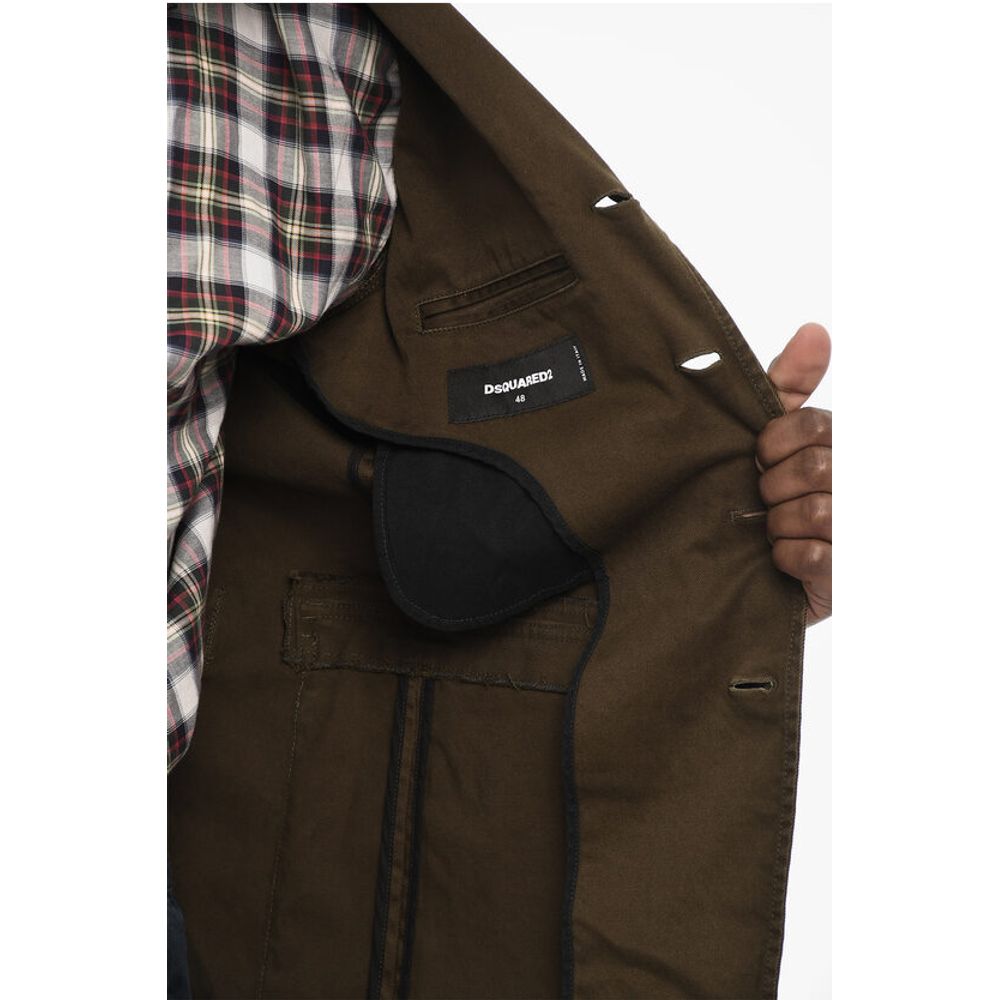 Dsquared² Cotton Sahariana Blazer with Logoed Buttons