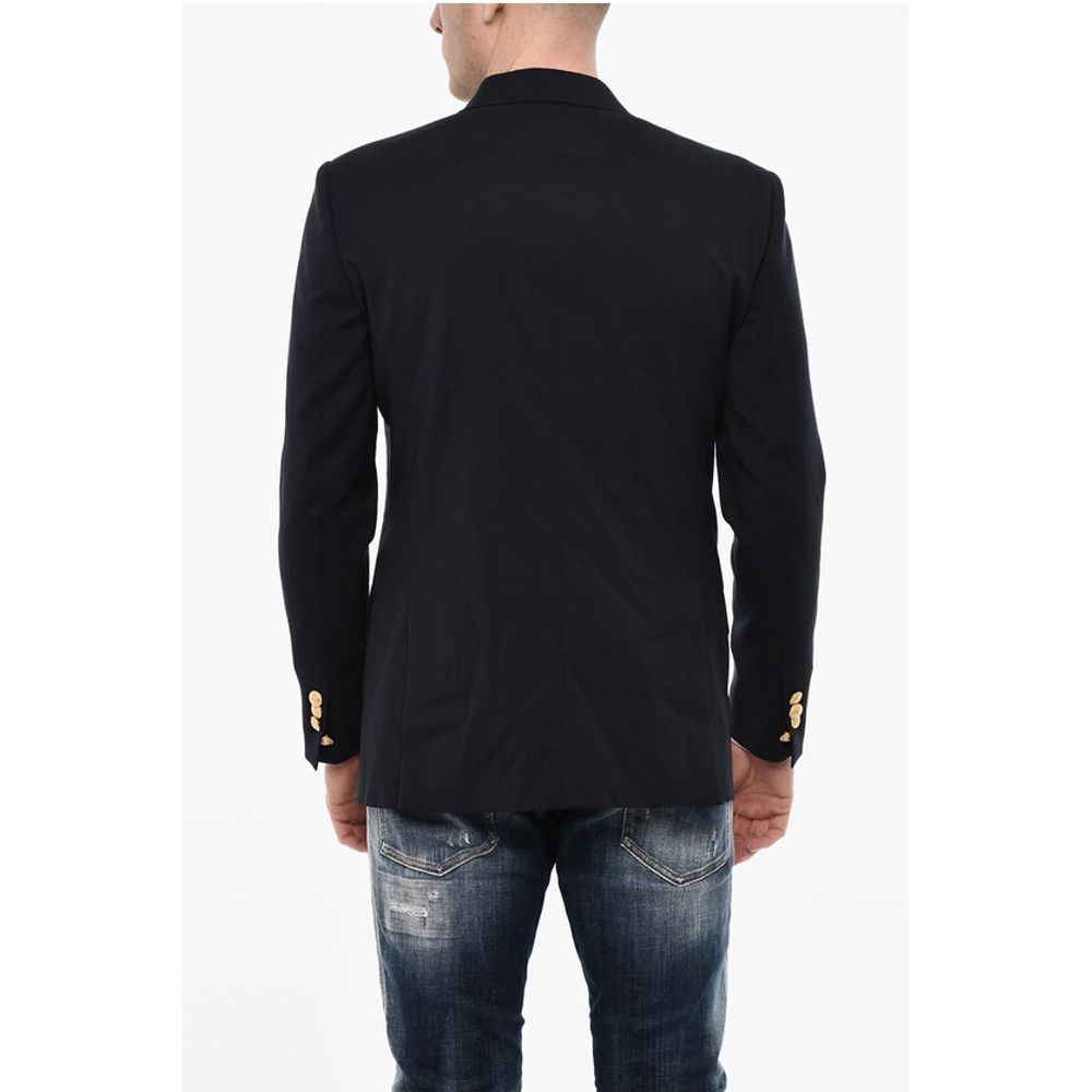 Dsquared² Flap Pockets Double Breasted Blazer with Golden Effect Butto
