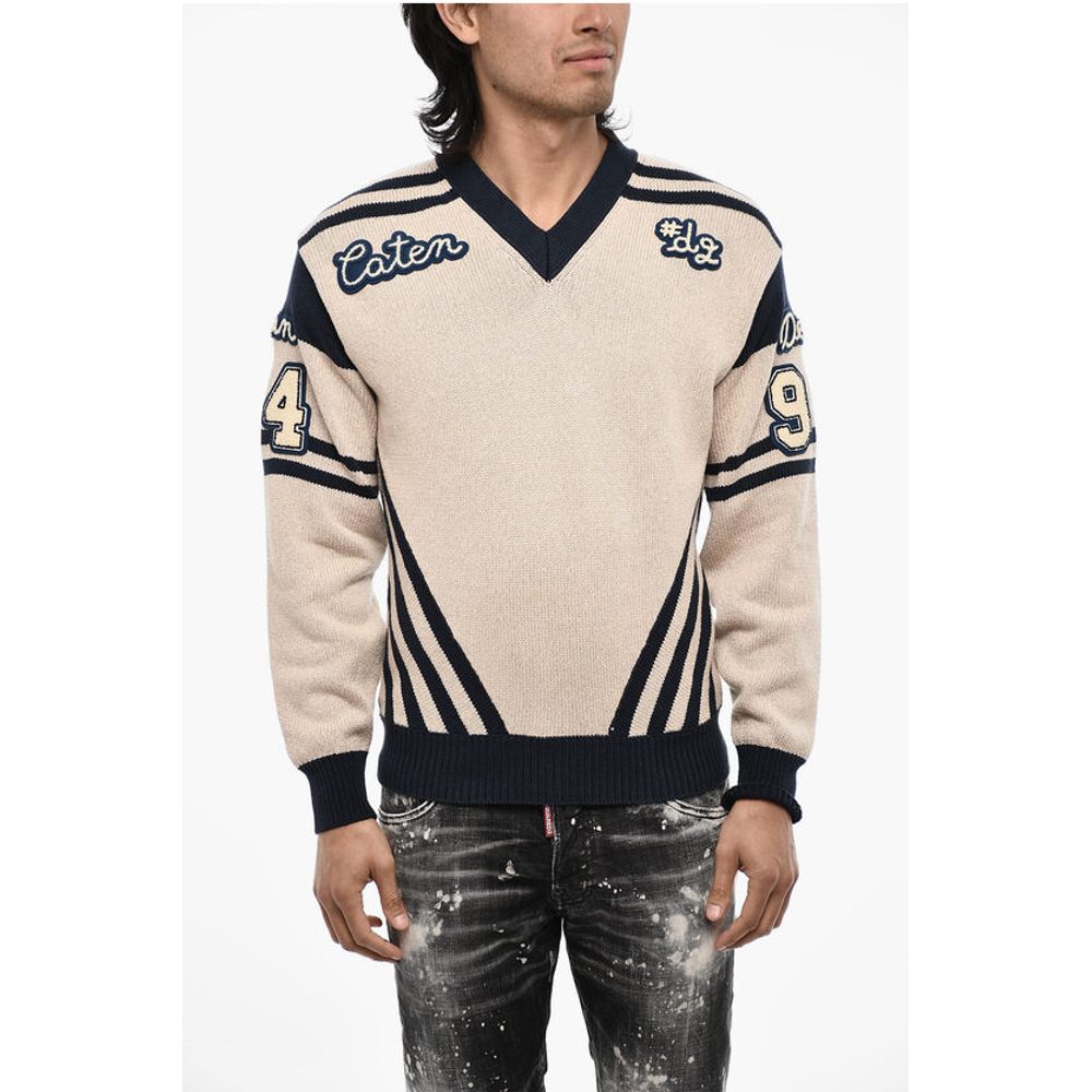 Dsquared² V-Neck Sweater with Contrasting Trims