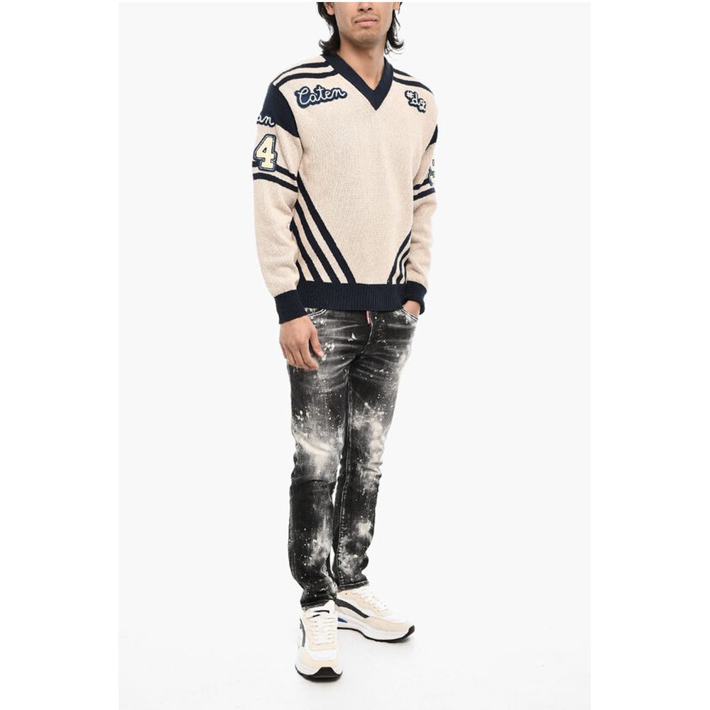 Dsquared² V-Neck Sweater with Contrasting Trims