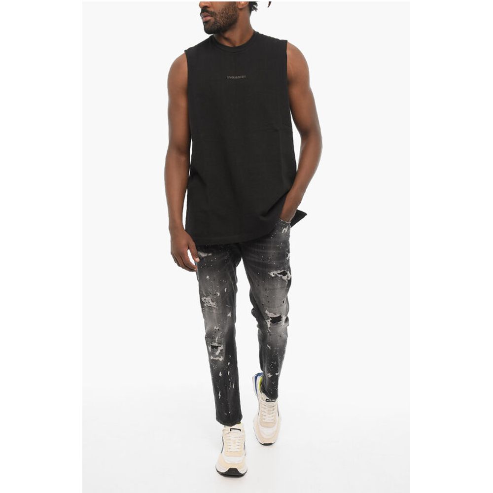 Dsquared² Solid Color Crew-Neck T-shirt with Embossed Logo
