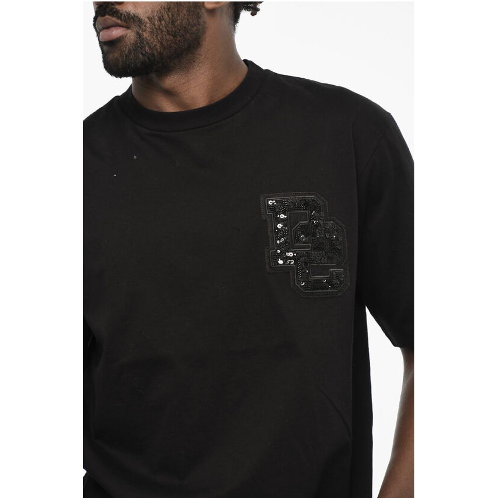Dsquared² Cotton Crew-neck T-shirt with Sequin Monogram