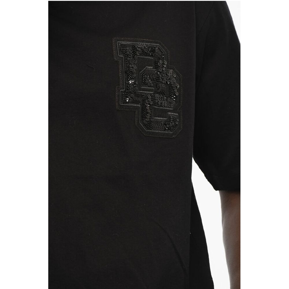 Dsquared² Cotton Crew-neck T-shirt with Sequin Monogram