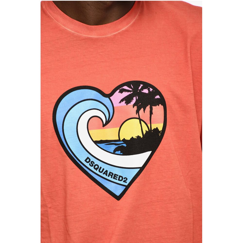Dsquared² Long Sleeve Crew-neck T-shirt with Heart Print