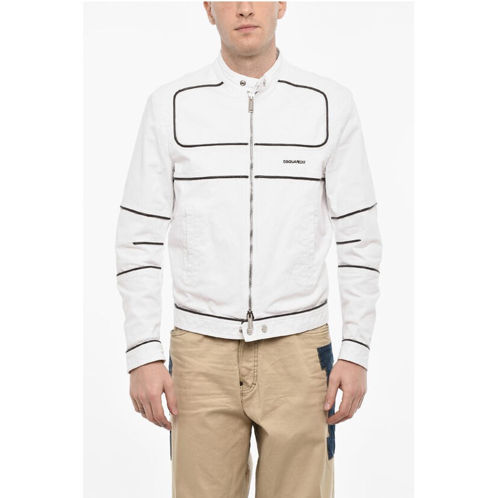 Dsquared² Cotton Biker Jacket With Vegan Leather Details