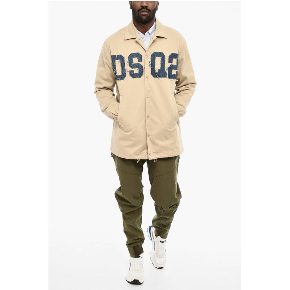 Dsquared² Lightweight Cotton Twill Coat with Denim Monogram