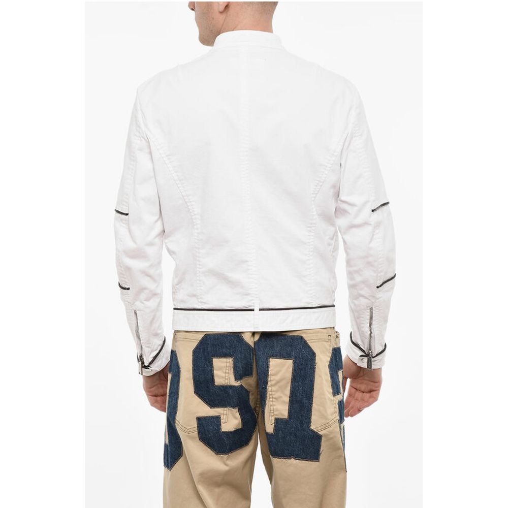Dsquared² Cotton Biker Jacket With Vegan Leather Details