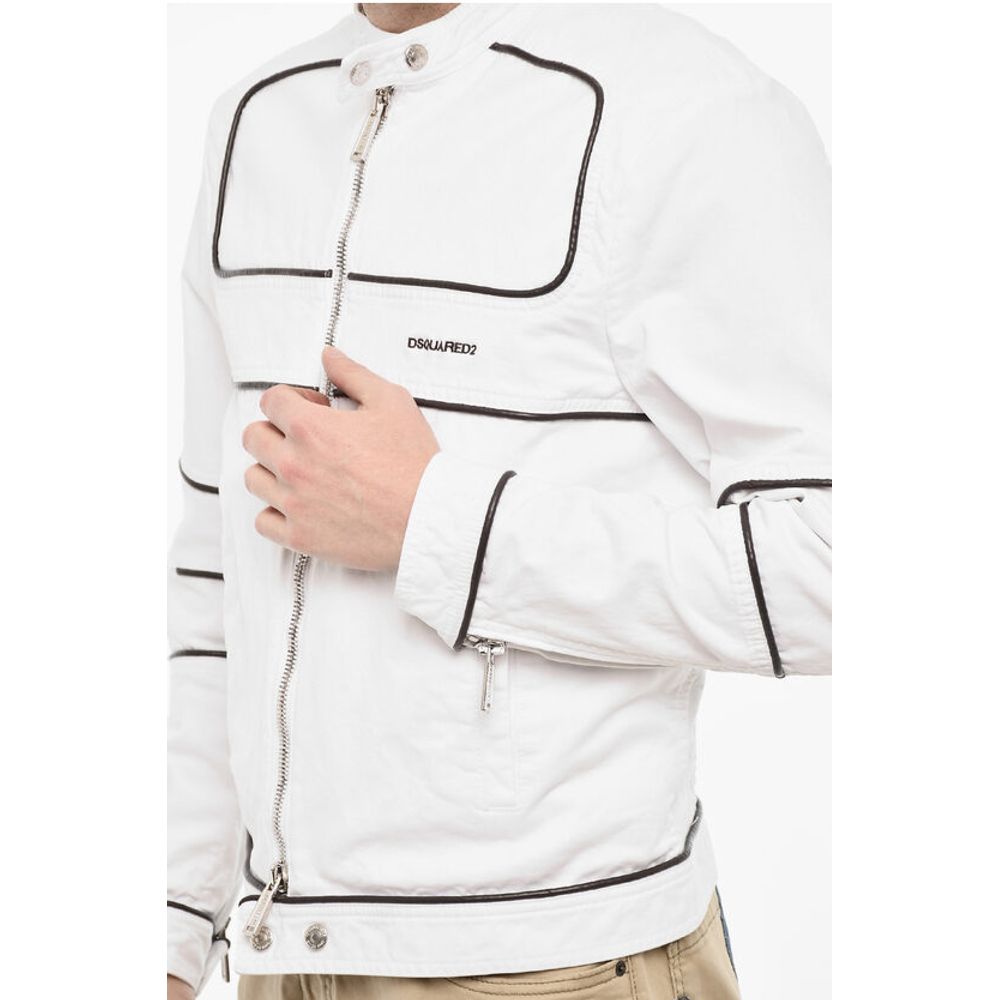 Dsquared² Cotton Biker Jacket With Vegan Leather Details