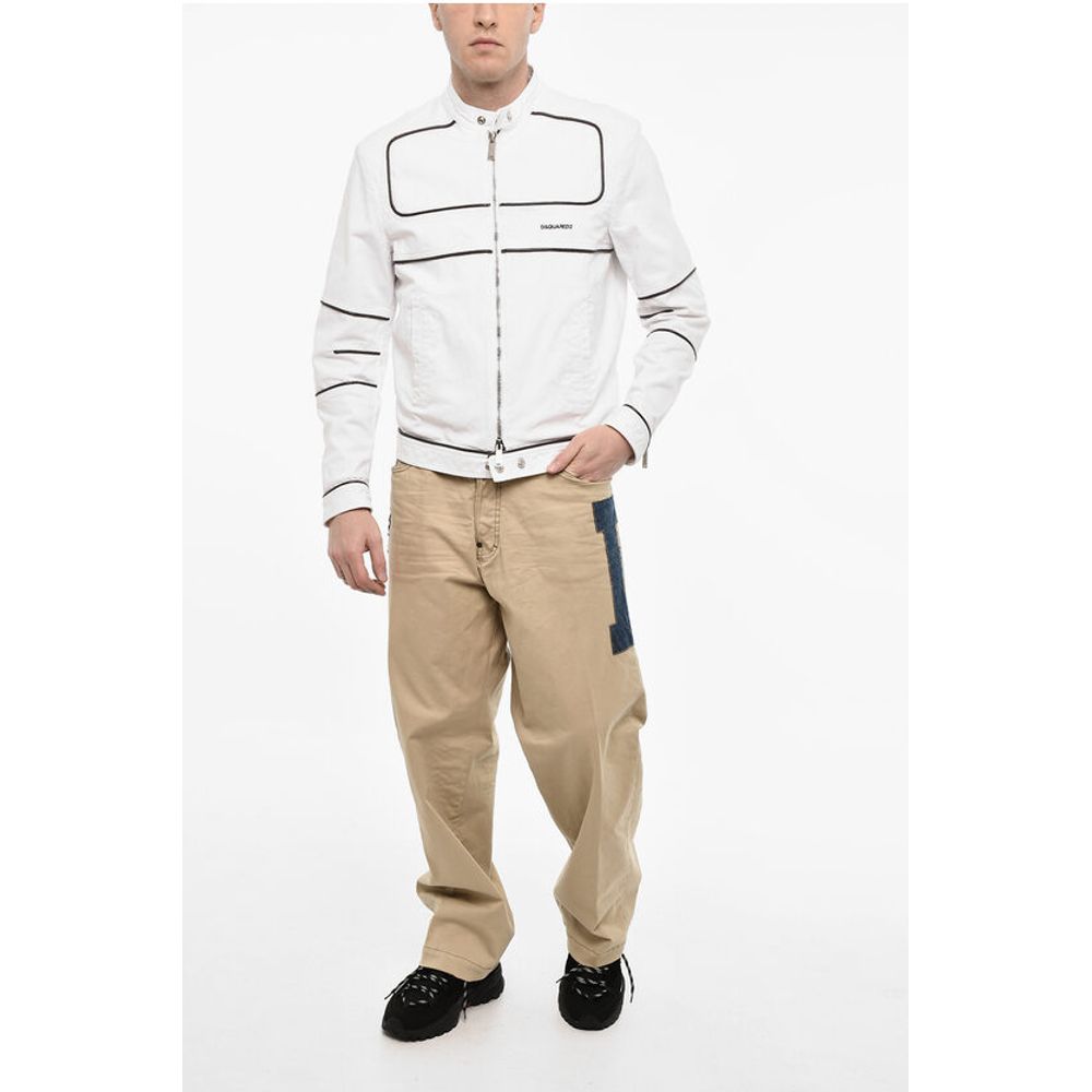 Dsquared² Cotton Biker Jacket With Vegan Leather Details