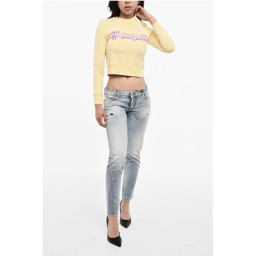 Dsquared² Cropped Crew-neck Sweatshirt with Frontal Logo