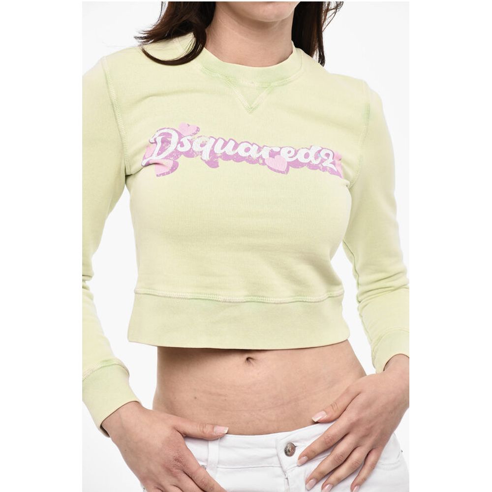 Dsquared² Cropped Crew-neck Sweatshirt with Frontal Logo