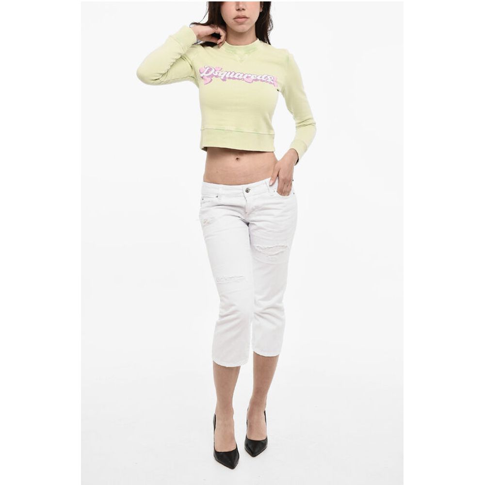 Dsquared² Cropped Crew-neck Sweatshirt with Frontal Logo