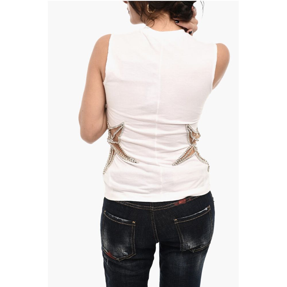 Dsquared² Cotton Crew-Neck Top with Jewels