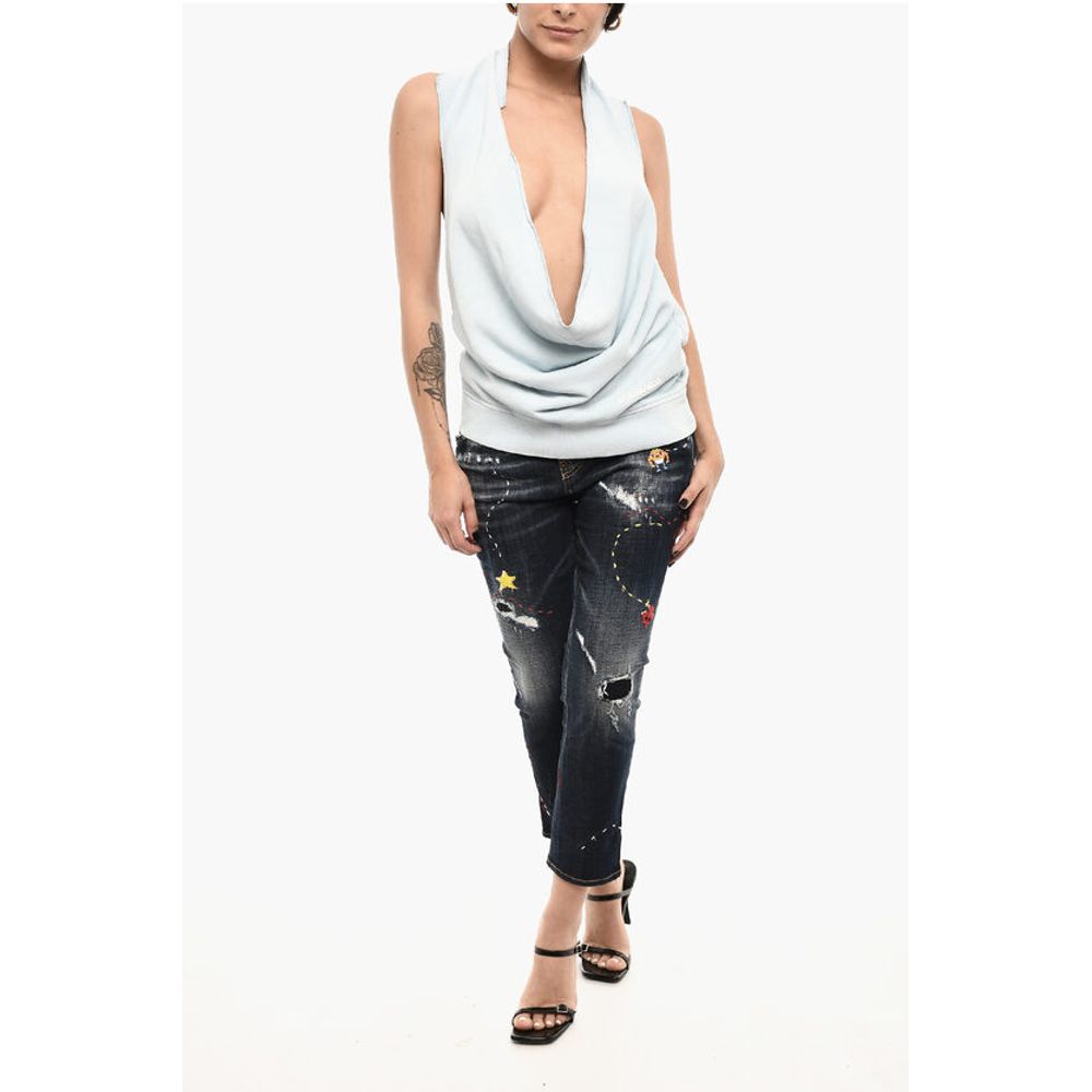 Dsquared² Deep Neckline Halter Neck Cotton Top