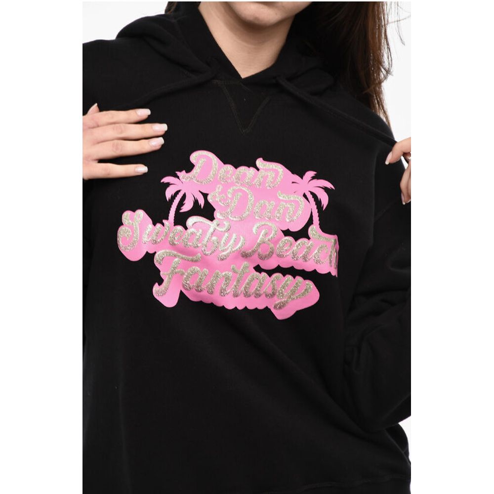Dsquared² Brushed Cotton Hoodie With Glittered Print