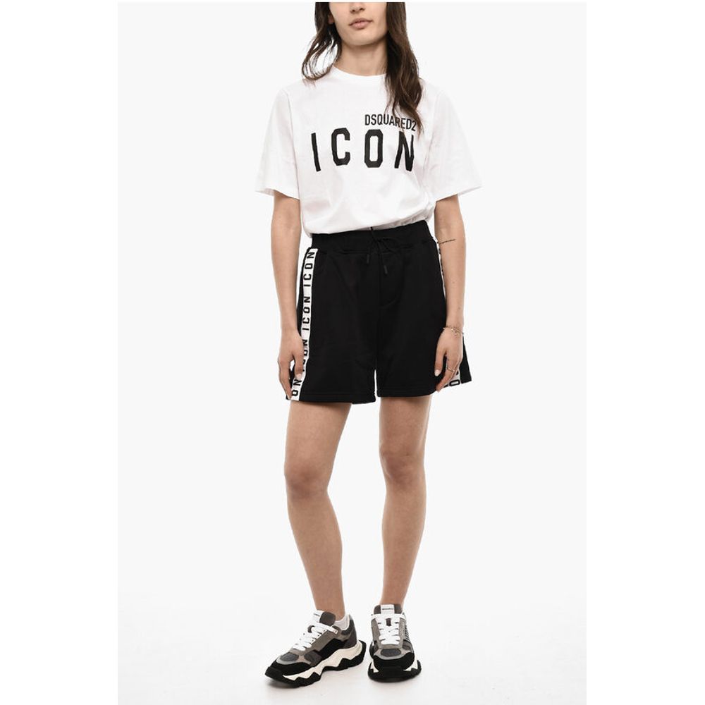 Dsquared² Cotton Blend ICON Shorts with Logoed Side Bands