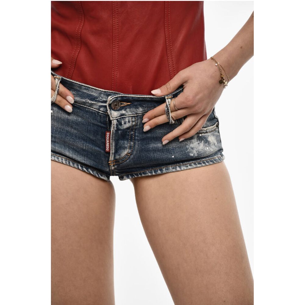 Dsquared² Splatter Effect Micro Shorts with Patch