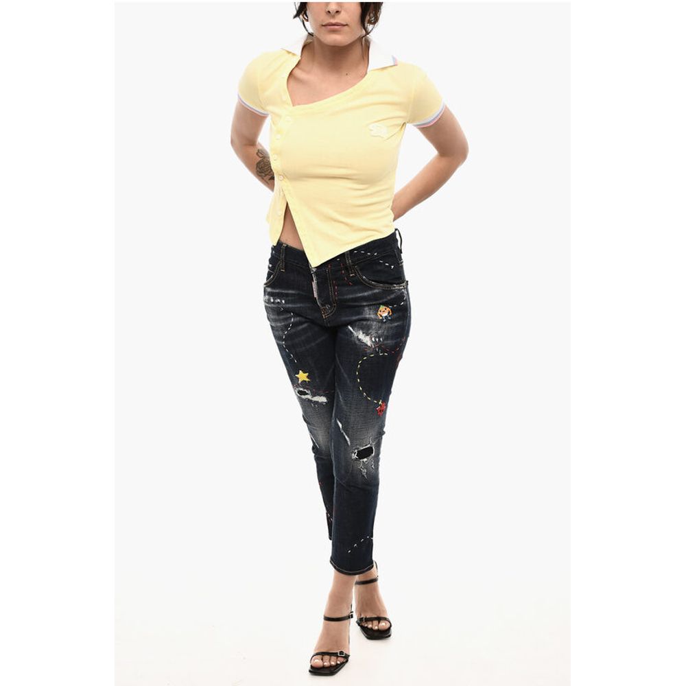 Dsquared² Asymmetrical Cut Top with Polo Neck