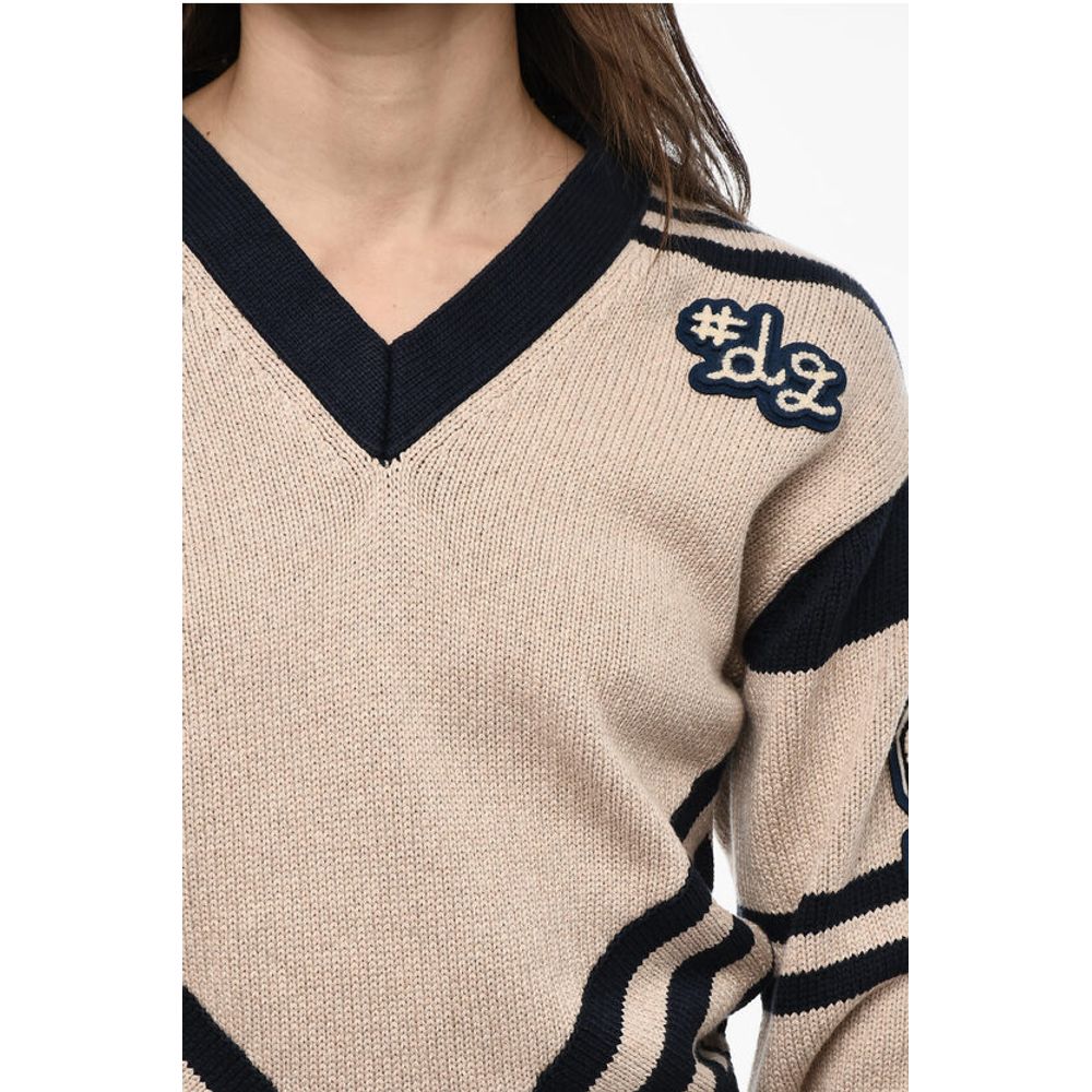 Dsquared² V-Neck Cotton Sweatshirt With Embroidered Logo