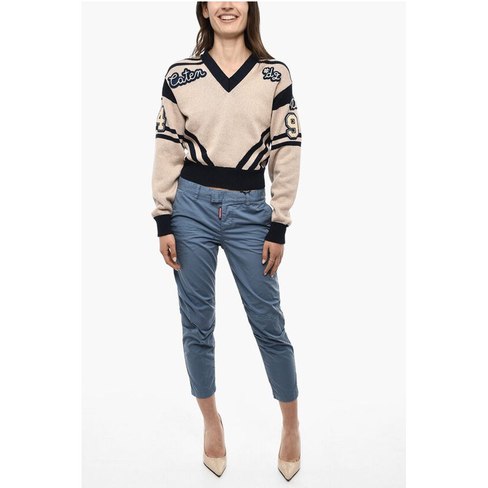 Dsquared² V-Neck Cotton Sweatshirt With Embroidered Logo