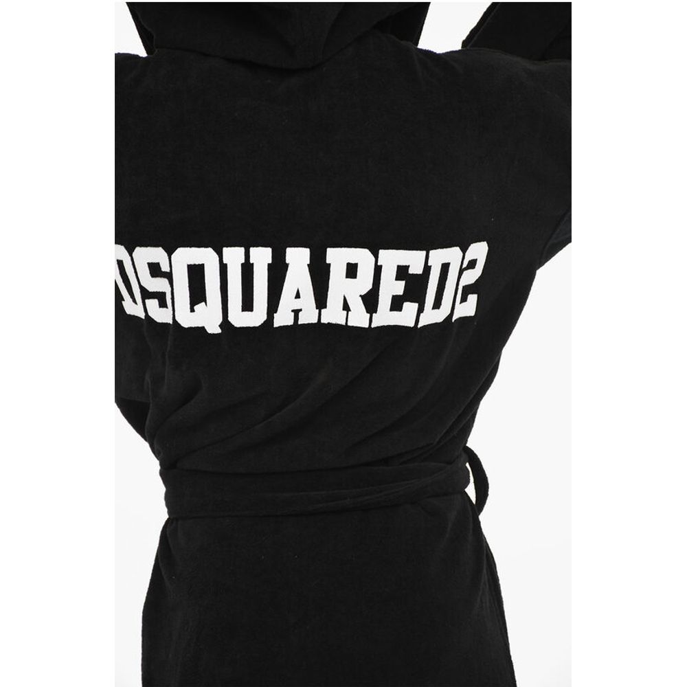 Dsquared² Terry Cottton Bathrobe with Belt and Hood