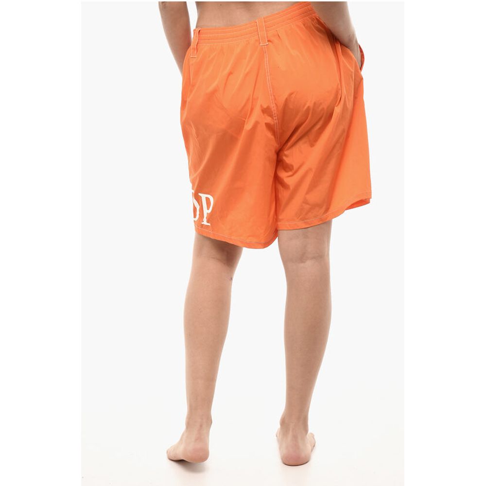 Dsquared² Boxer Swimsuit With Drawstrings And Logo Print