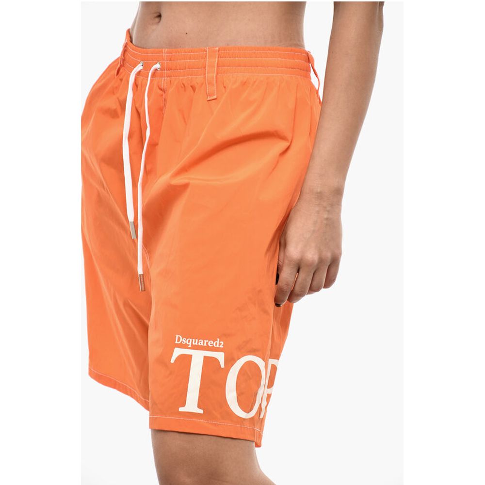 Dsquared² Boxer Swimsuit With Drawstrings And Logo Print