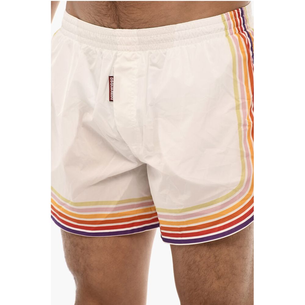 Dsquared² Stripe Print MIDI Boxer Swim Shorts