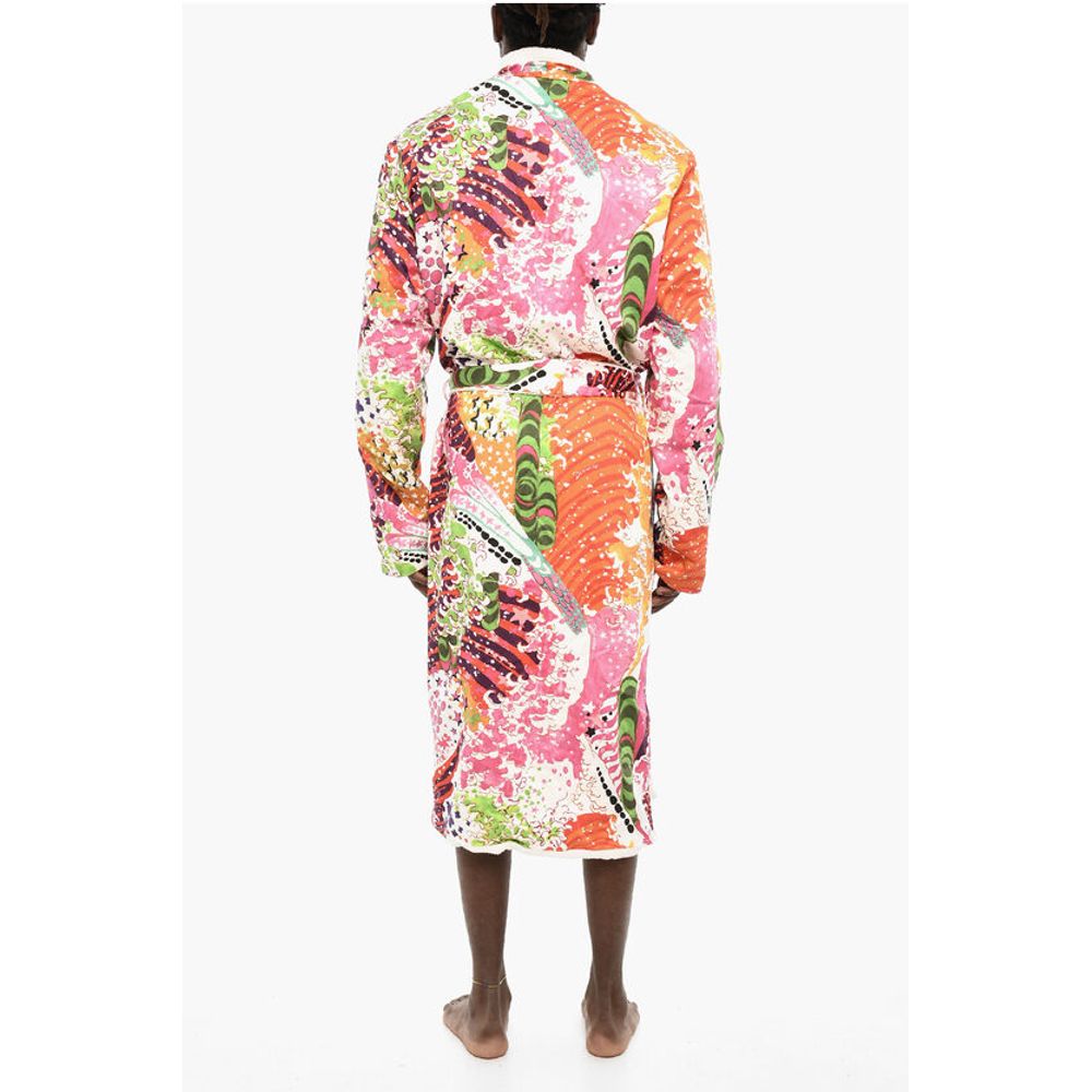 Dsquared² Cotton Printed Bathrobe with Belt