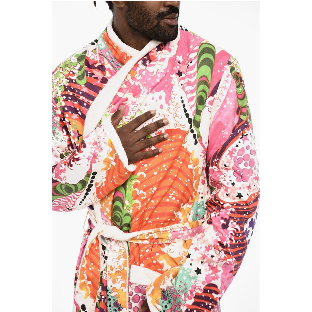 Dsquared² Cotton Printed Bathrobe with Belt