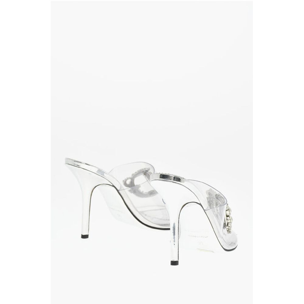 Dsquared² Open Toe TRANSPARENT QUEEN Sabot With Rhinestoned Logo 11 cm