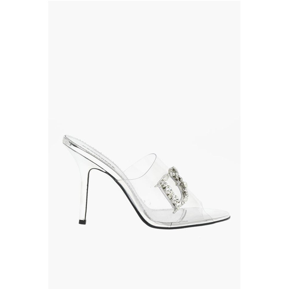 Dsquared² Open Toe TRANSPARENT QUEEN Sabot With Rhinestoned Logo 11 cm