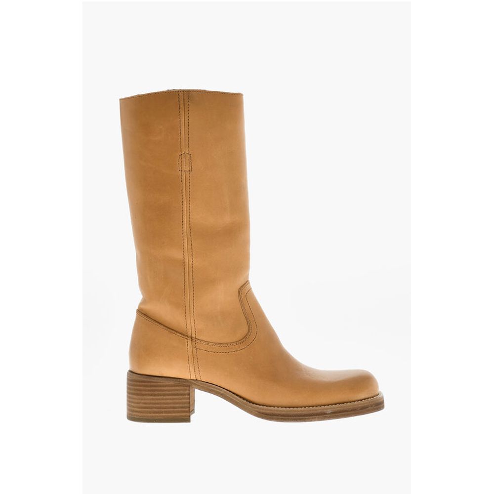 Dsquared² Hammered Leather Biker Boots Heel 5 cm