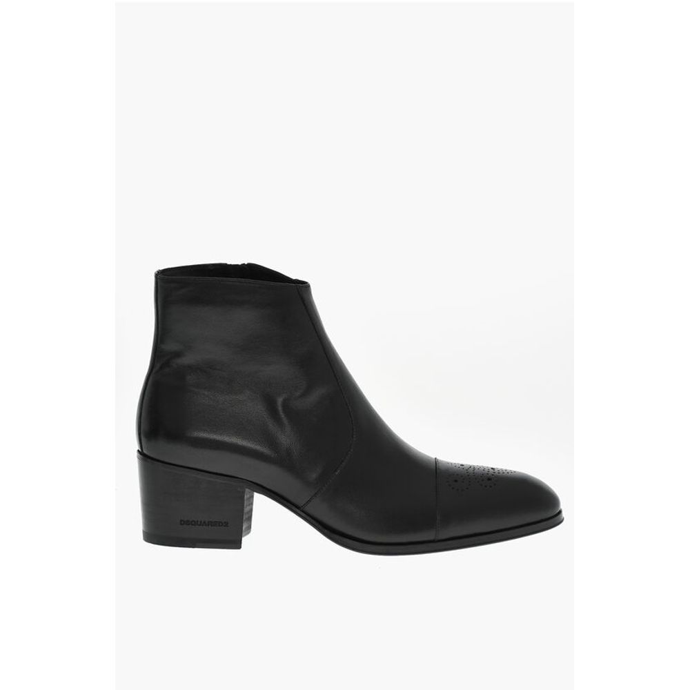 Dsquared² Leather VINTAGE Boots With Brogues Details Heel 6 cm