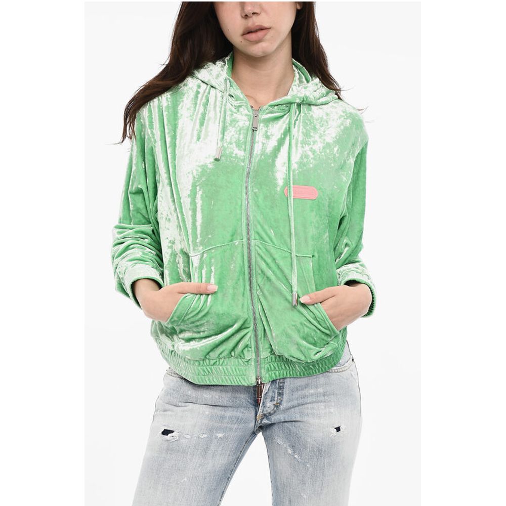 Dsquared² Velvet Hoodie with Zip Closure