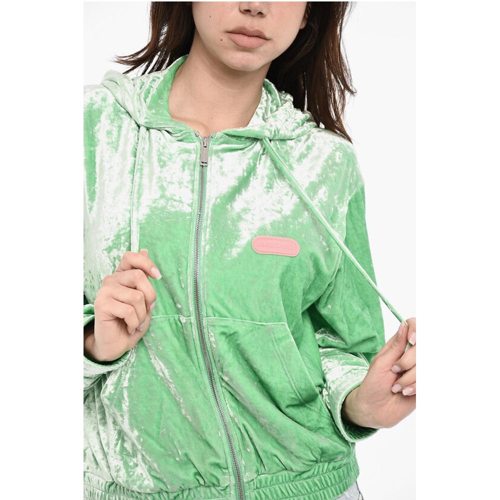 Dsquared² Velvet Hoodie with Zip Closure