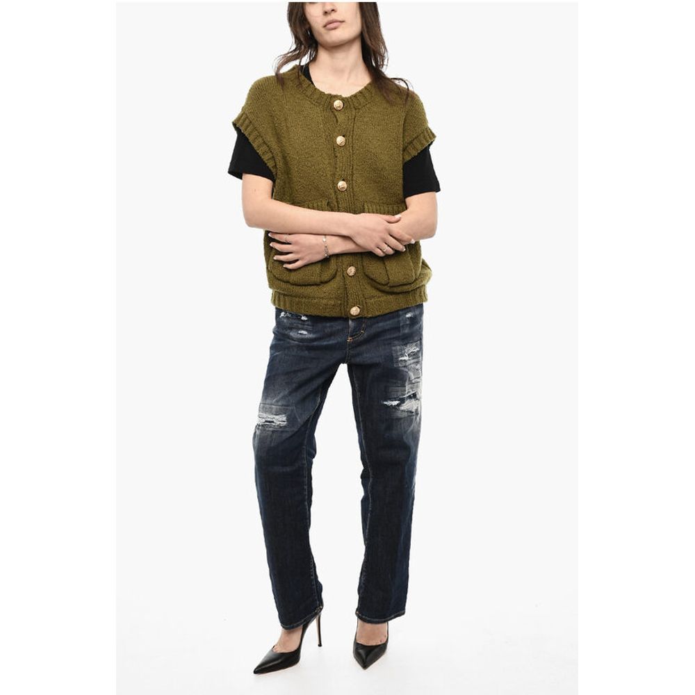 Dsquared² Sleeveless Crew-neck Sweater with Golden-Effect